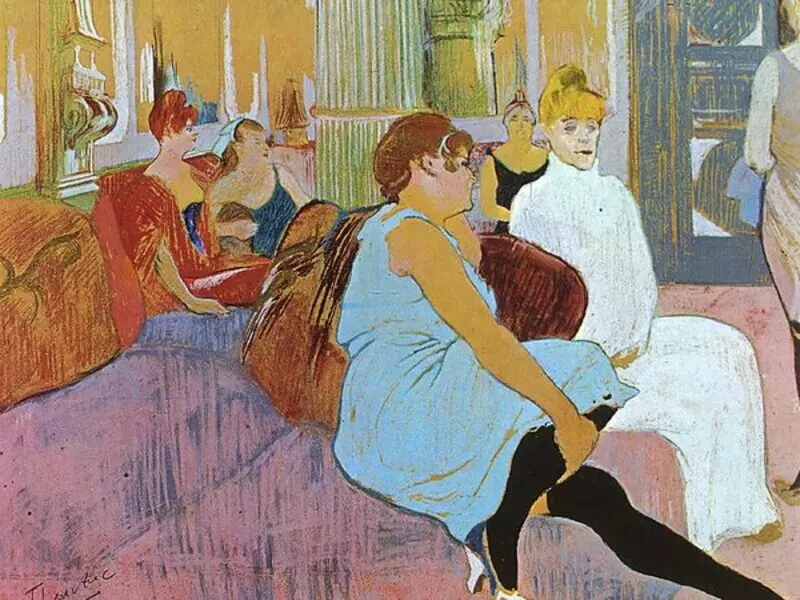 une peinture de toulouse lautrec : femmes devisant dans une maison close